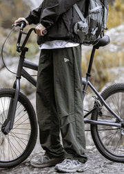 Casual Green Wrinkled Pockets Cotton Mens Pants Summer