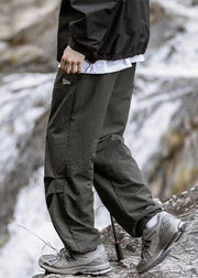 Casual Green Wrinkled Pockets Cotton Mens Pants Summer