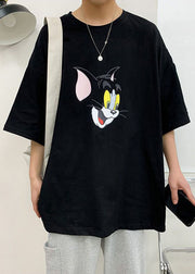 Casual Grey Cats Print Cotton T Shirt Men Summer