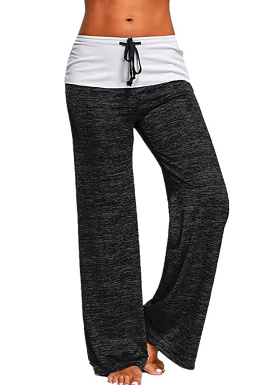 Casual Grey Drawstring Patchwork Cotton Pants Summer