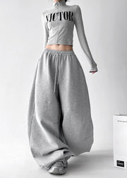 Casual Grey Oversized Cotton Harem Pants Fall