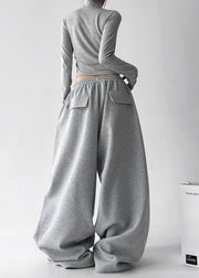 Casual Grey Oversized Cotton Harem Pants Fall