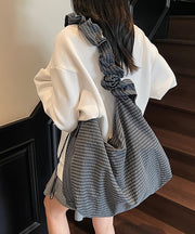 Casual Grey Ruffled Large Capacity Cotton Shoulder Bag