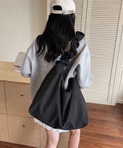 Casual Grey Ruffled Large Capacity Cotton Shoulder Bag
