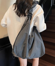 Casual Grey Ruffled Large Capacity Cotton Shoulder Bag