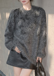 Casual Grey Sequins Cozy Thick Knit Sweaters Winter