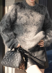 Casual Grey Sequins Cozy Thick Knit Sweaters Winter