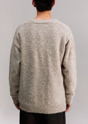 Casual Grey V Neck Letter Pockets Knit Mens Coat Spring
