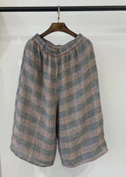 Casual Khaki Oversized Plaid Linen Harem Pants Summer