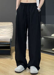 Casual Khaki Pockets Elastic Waist Thin Linen Pants Men Summer