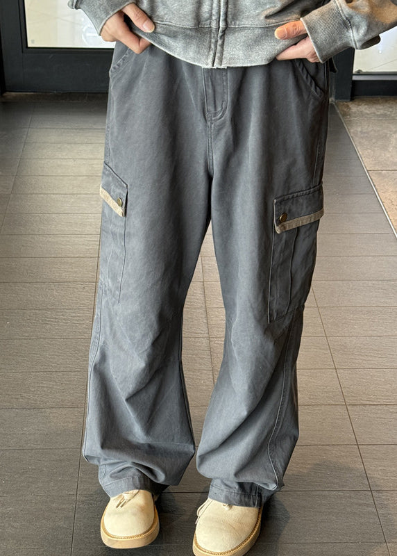 Casual Khaki Pockets High Waist Denim Men Pants Spring