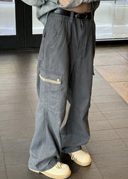Casual Khaki Pockets High Waist Denim Men Pants Spring