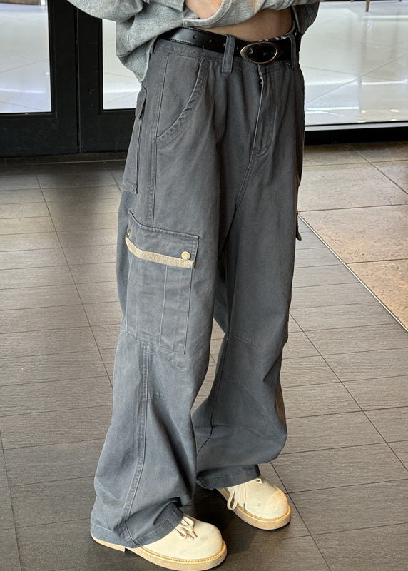 Casual Khaki Pockets High Waist Denim Men Pants Spring