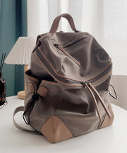 Casual Khaki Pockets Large Capacity Nylon Backpack Bag