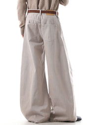 Casual Khaki Wrinkled High Waist Denim Men Pants Fall