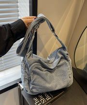Casual Light Blue Solid Durable Denim Message Bag