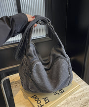 Casual Light Blue Solid Durable Denim Message Bag
