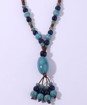 Casual Light Green Ceramics Adjustable Sweater Pendant Necklace