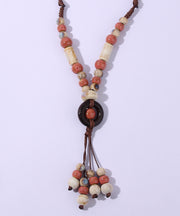 Casual Light Green Ceramics Adjustable Sweater Pendant Necklace