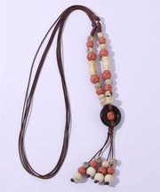 Casual Light Green Ceramics Adjustable Sweater Pendant Necklace