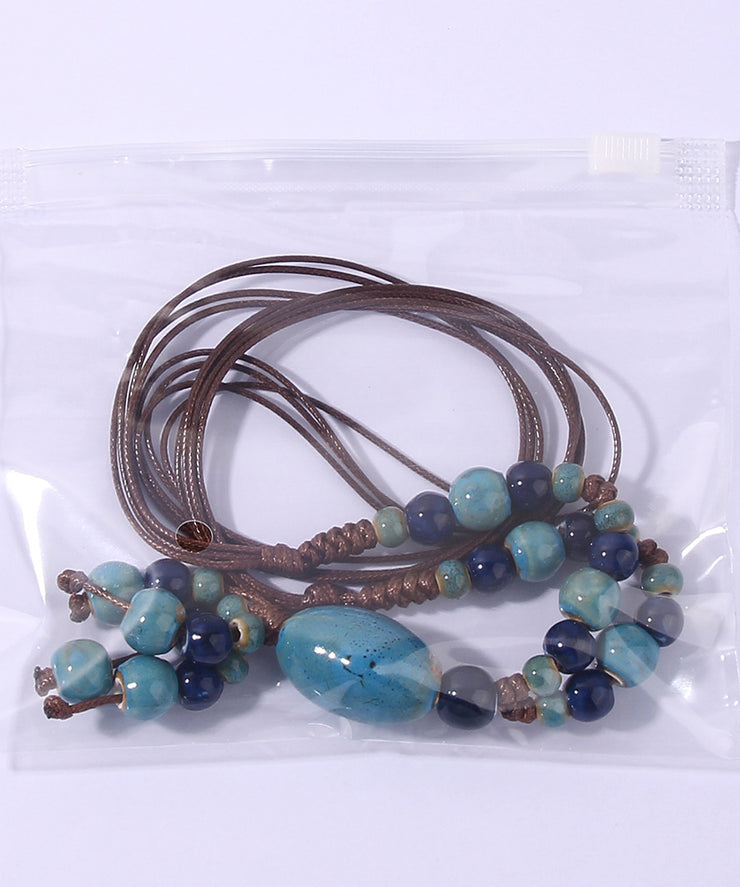 Casual Light Green Ceramics Adjustable Sweater Pendant Necklace