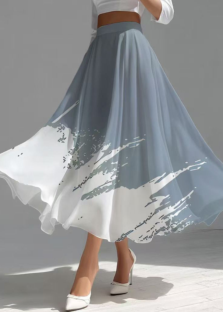 Casual Mixed Color Exra Large Hem Draping Chiffon Skirts Summer