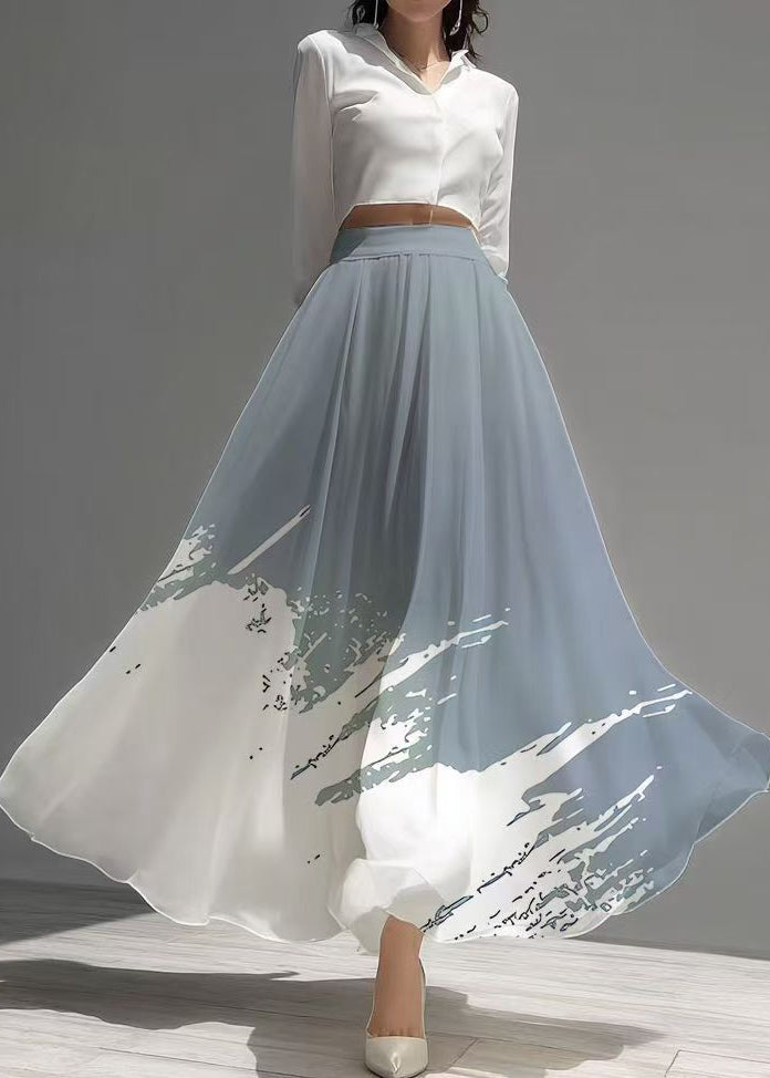 Casual Mixed Color Exra Large Hem Draping Chiffon Skirts Summer