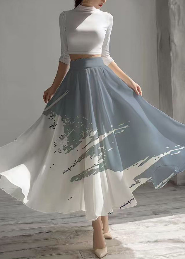Casual Mixed Color Exra Large Hem Draping Chiffon Skirts Summer