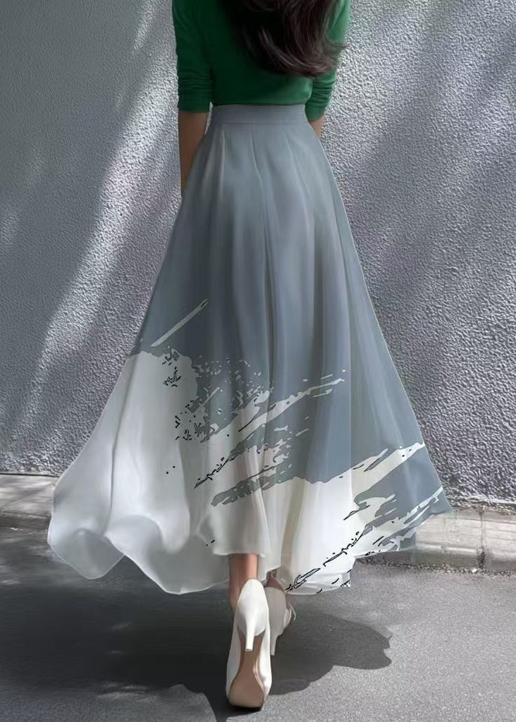 Casual Mixed Color Exra Large Hem Draping Chiffon Skirts Summer