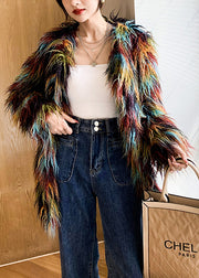 Casual Multicolour Oversized Warm Fuzzy Fur Fluffy Coat Winter