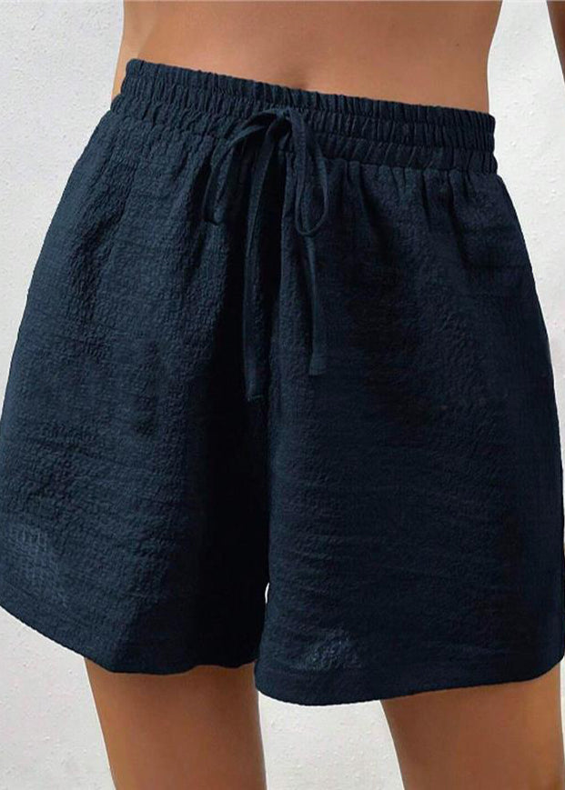 Casual Navy Elastic Waist Sports Shorts Summer
