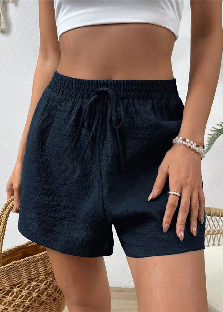 Casual Navy Elastic Waist Sports Shorts Summer