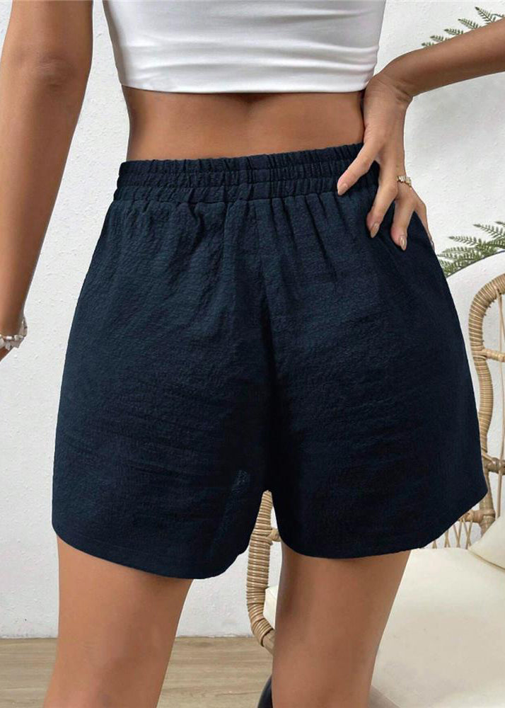 Casual Navy Elastic Waist Sports Shorts Summer