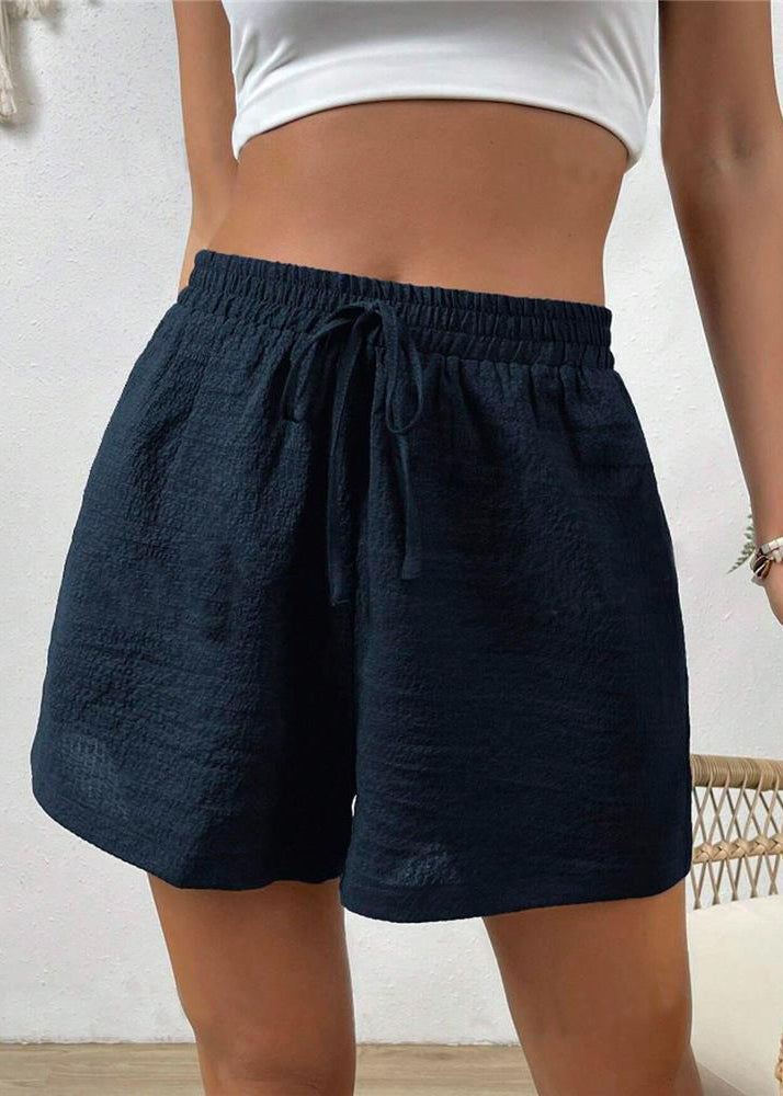 Casual Navy Elastic Waist Sports Shorts Summer