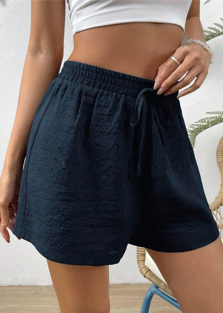 Casual Navy Elastic Waist Sports Shorts Summer