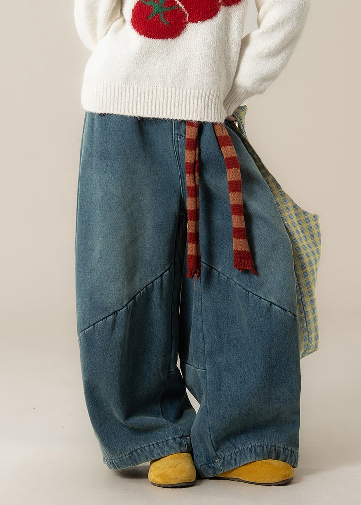 Casual Navy Oversized Patchwork Denim Harem Pants Spring