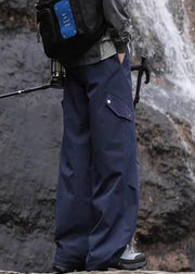 Casual Navy Pockets Drawstring Cotton Men Pantsl Fall