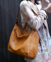 Casual Orange Large Capacity Leather Shoulder Bags