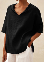 Casual Orange O-Neck Side Open Shirts Short Sleeve