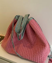 Casual Pink Large Capacity Drawstring Canvas Backpack Bag