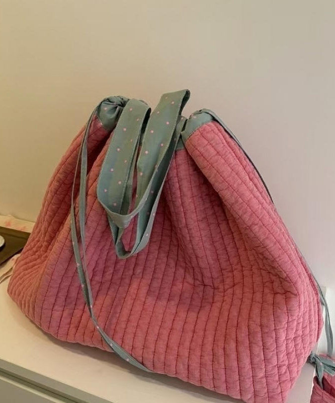 Casual Pink Large Capacity Drawstring Canvas Backpack Bag