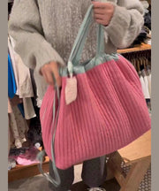 Casual Pink Large Capacity Drawstring Canvas Backpack Bag