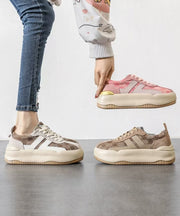 Casual Pink Print Splicing Platform Flats Lace Up