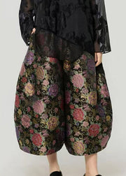 Casual Print Elastic Waist Crop Lantern Pants Fall