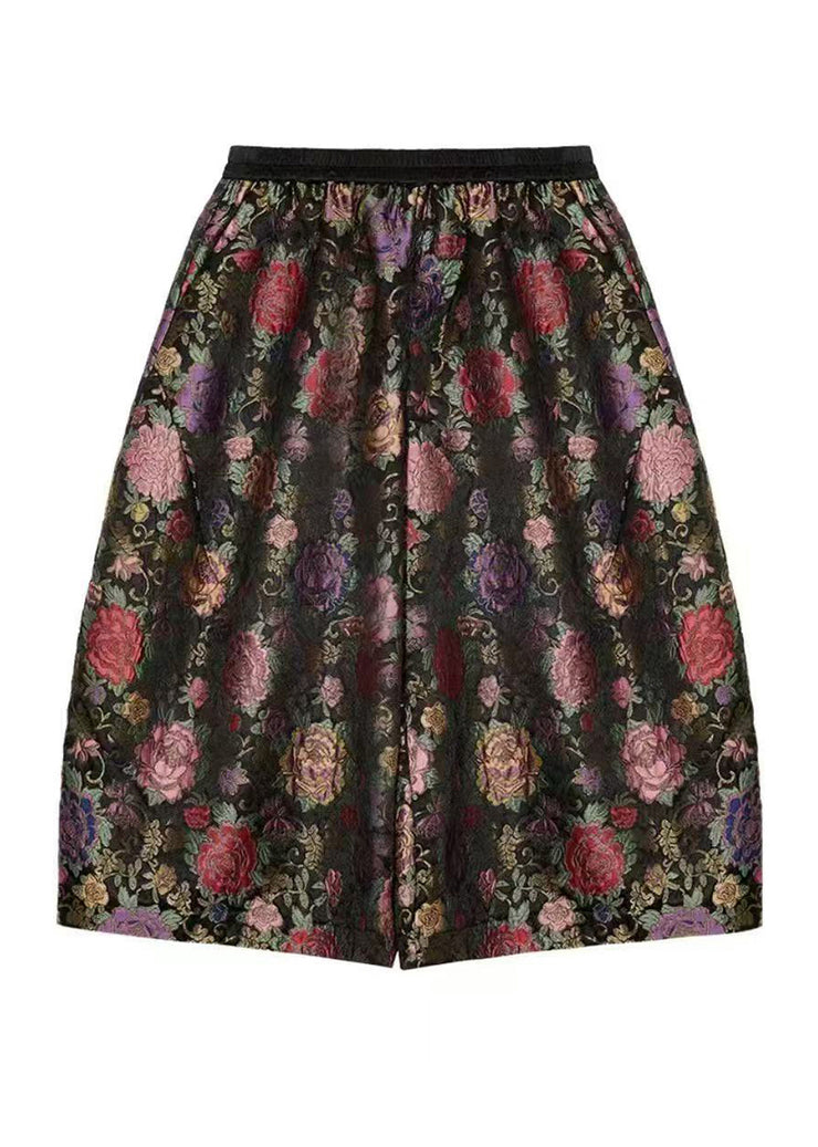 Casual Print Elastic Waist Crop Lantern Pants Fall