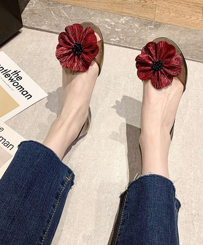Casual Red Floral Splicing Water Sandals Peep Toe