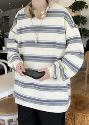 Casual Red Striped Cotton Men T Shirt O-Neck Spring