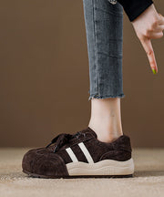 Casual Red Suede Lace Up Splicing Flat Shoes