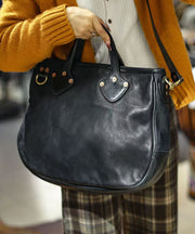 Casual Rivet Large Capacity Durable Leather Tote Handbag