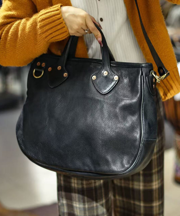 Casual Rivet Large Capacity Durable Leather Tote Handbag